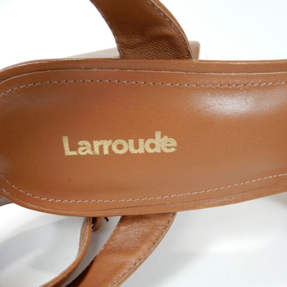 Larroude Dolly Block Heel Platform SANDALS Size 10 Brown Leather NEW $315 - Picture 11 of 16